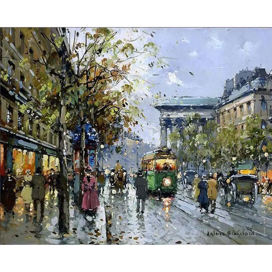 "Rainy Street Oil Painting Wall Decor"